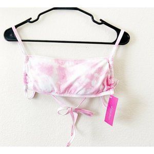 NWT Xhilaration Youth Kids Tie-Dye Ribbed Bandeau Bikini Top, Pink, M